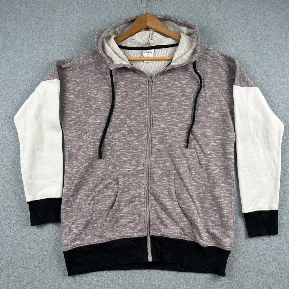 Everlast Hoodie Women Large Space Dye Mauve Full Zip Colorblock Athletic